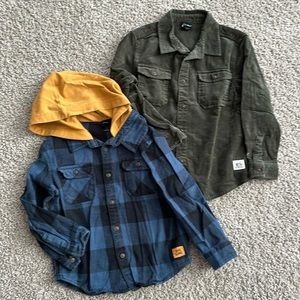 Lot Boys Flannel Shirts, Set of 2, Target Brand Art Class, Corduroy, Hooded
